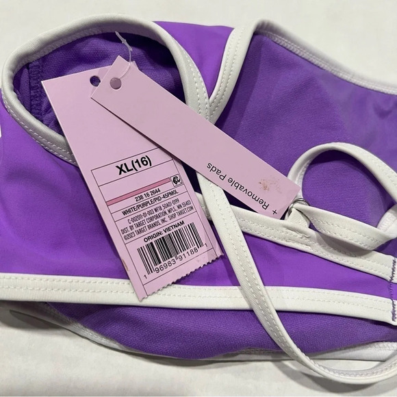 Wild Fable Color Block Purple White Bralette Bikini Top Women’s Size XL - Picture 5 of 6